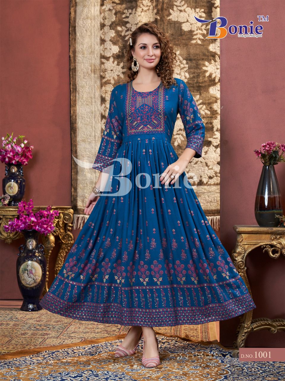 Bonie Lalila Rayon Printed Fancy Festival Wear Anarkali Long Kurti Collection